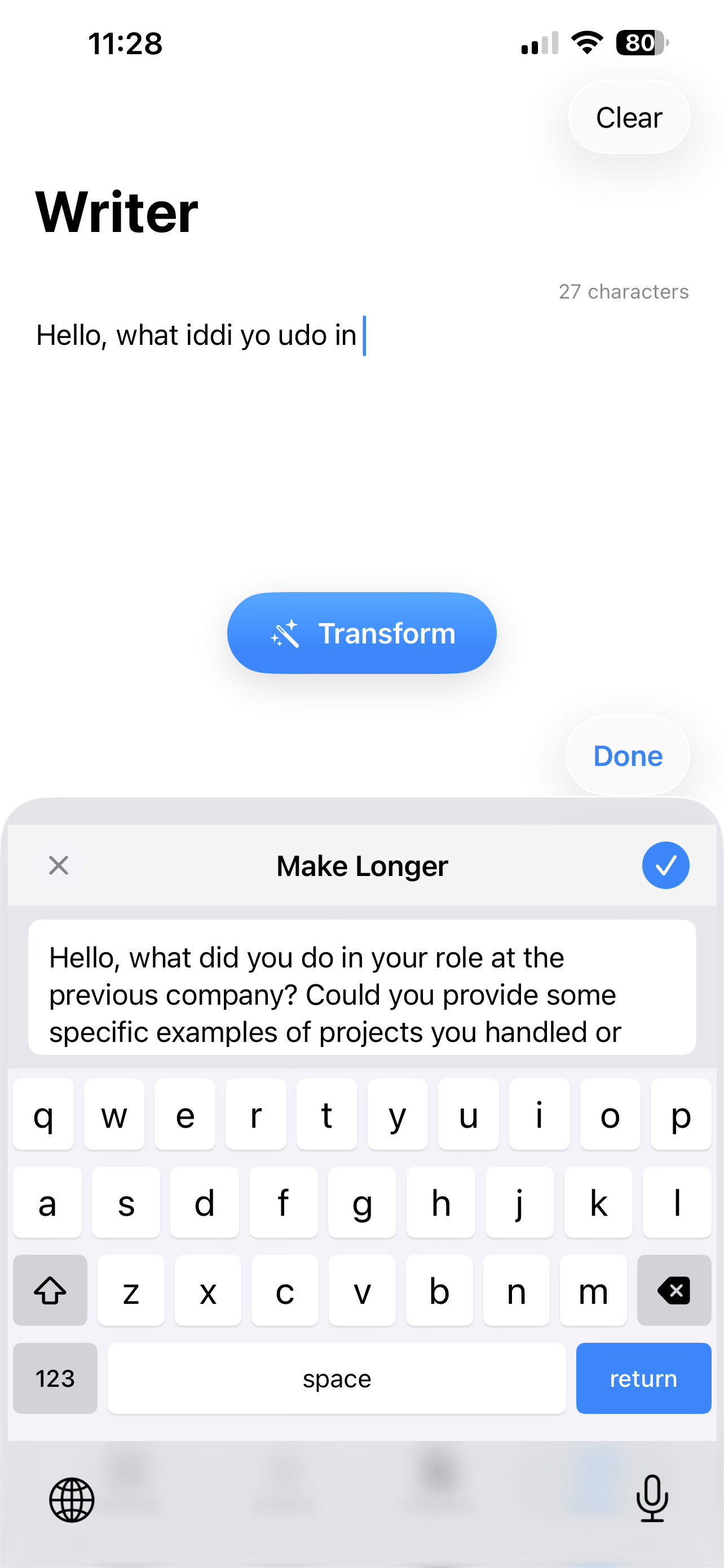 LudyType keyboard with AI boost button for instant text transformation